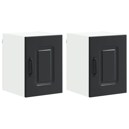 vidaXL Dishwasher Panel Kalmar 2 pcs Black Engineered Wood 2