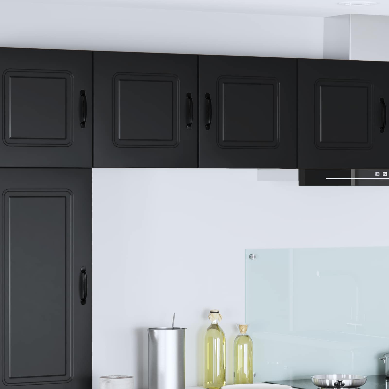 vidaXL Dishwasher Panel Kalmar 2 pcs Black Engineered Wood 1