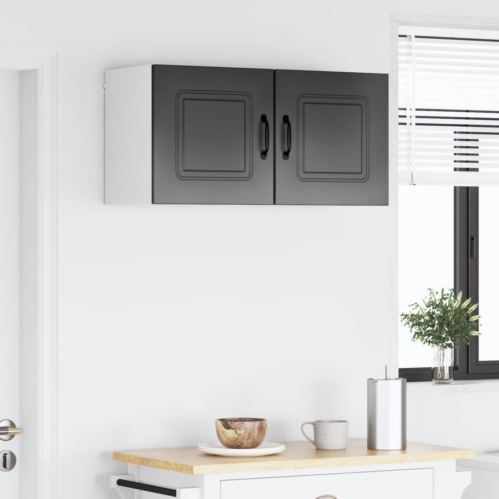 vidaXL Dishwasher Panel Kalmar 2 pcs Black Engineered Wood 4