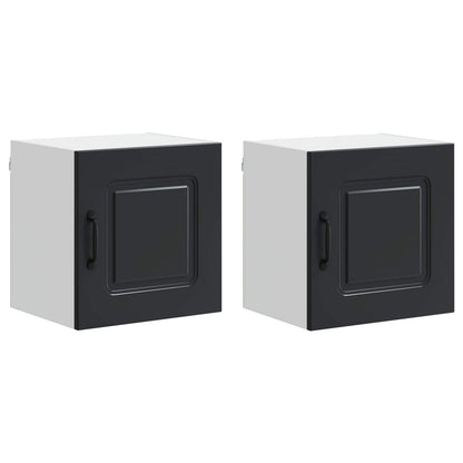 vidaXL Dishwasher Panel Kalmar 2 pcs Black Engineered Wood 2