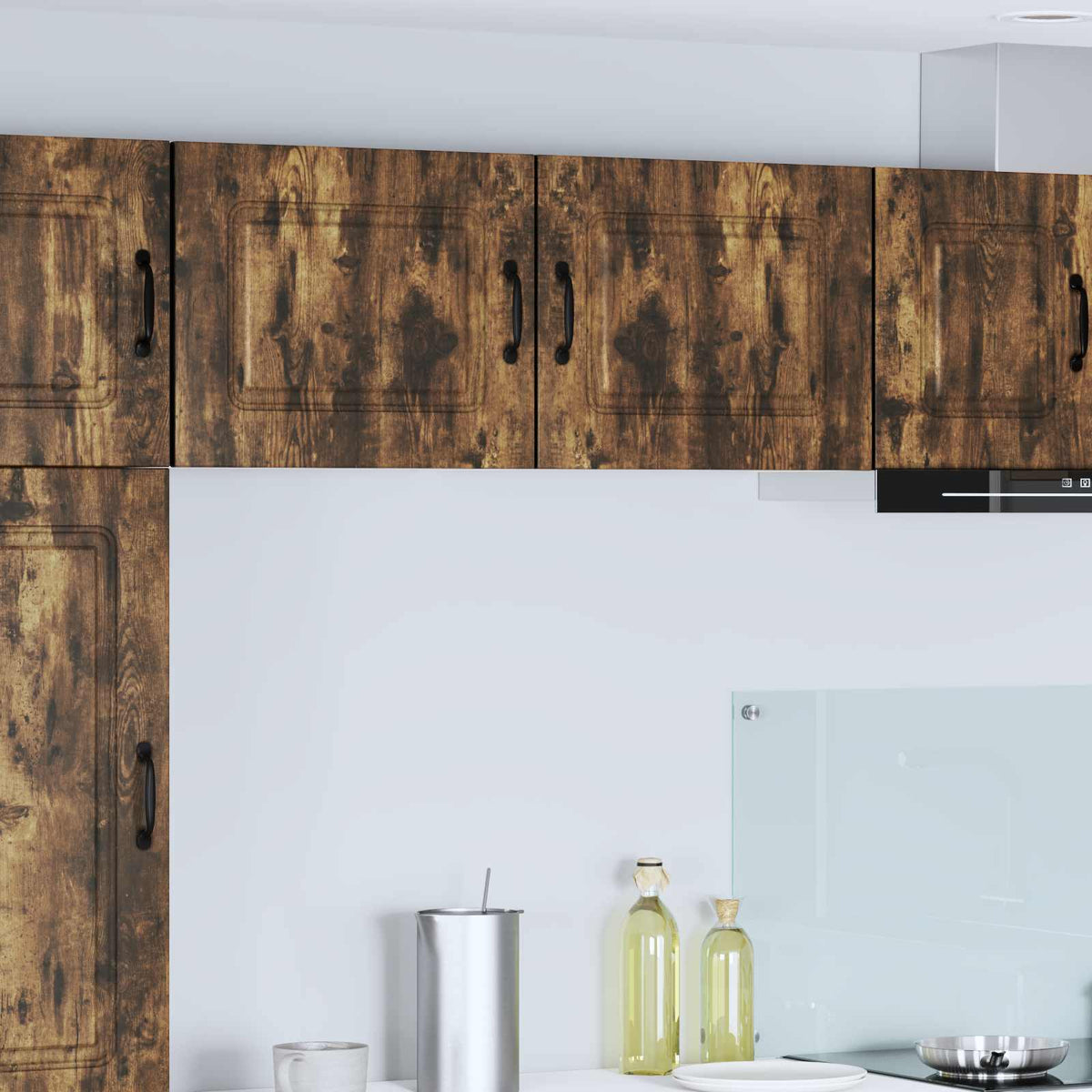 vidaXL Kitchen Wall Cabinet with Glass Door "Kalmar" Smoked Oak