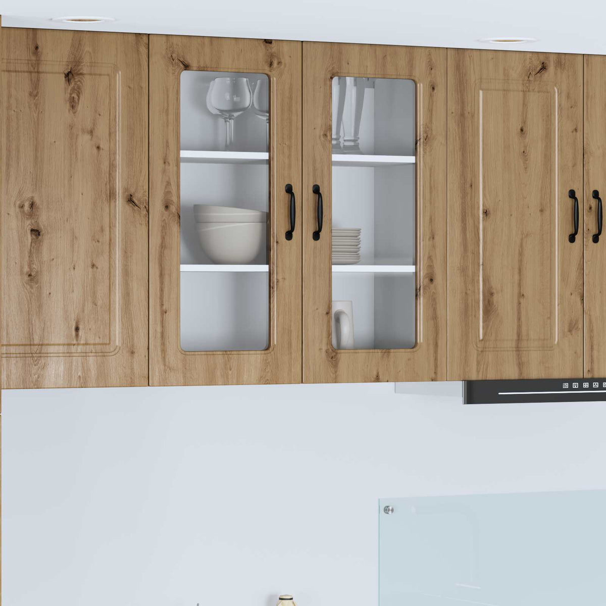 vidaXL Kitchen Wall Cabinet with Glass Door "Kalmar" Artisan Oak