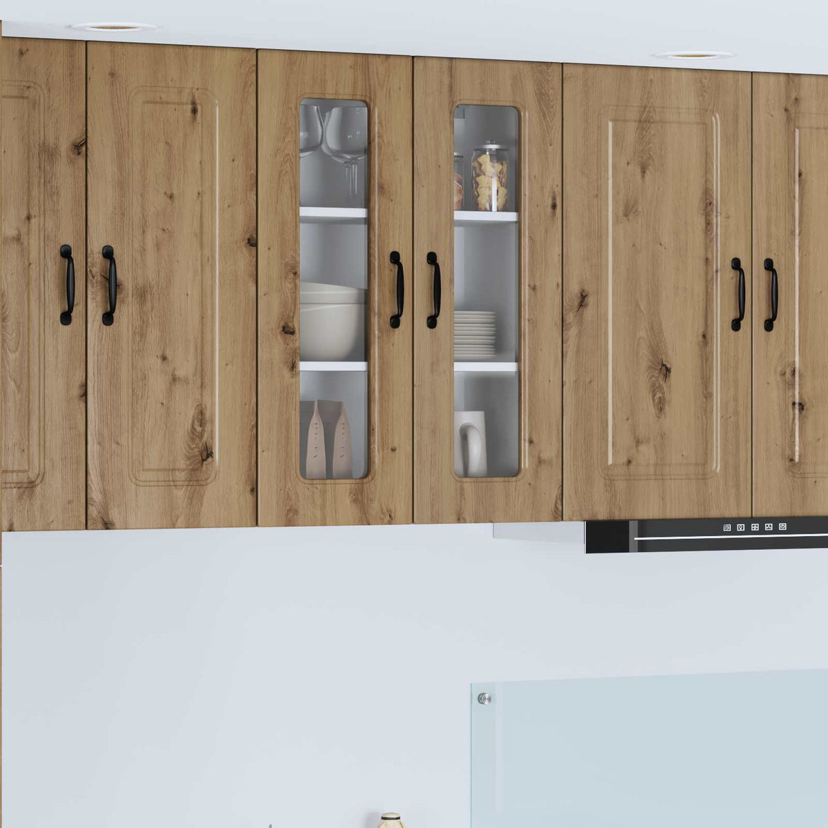vidaXL Kitchen Wall Cabinet with Glass Door "Kalmar" Artisan Oak