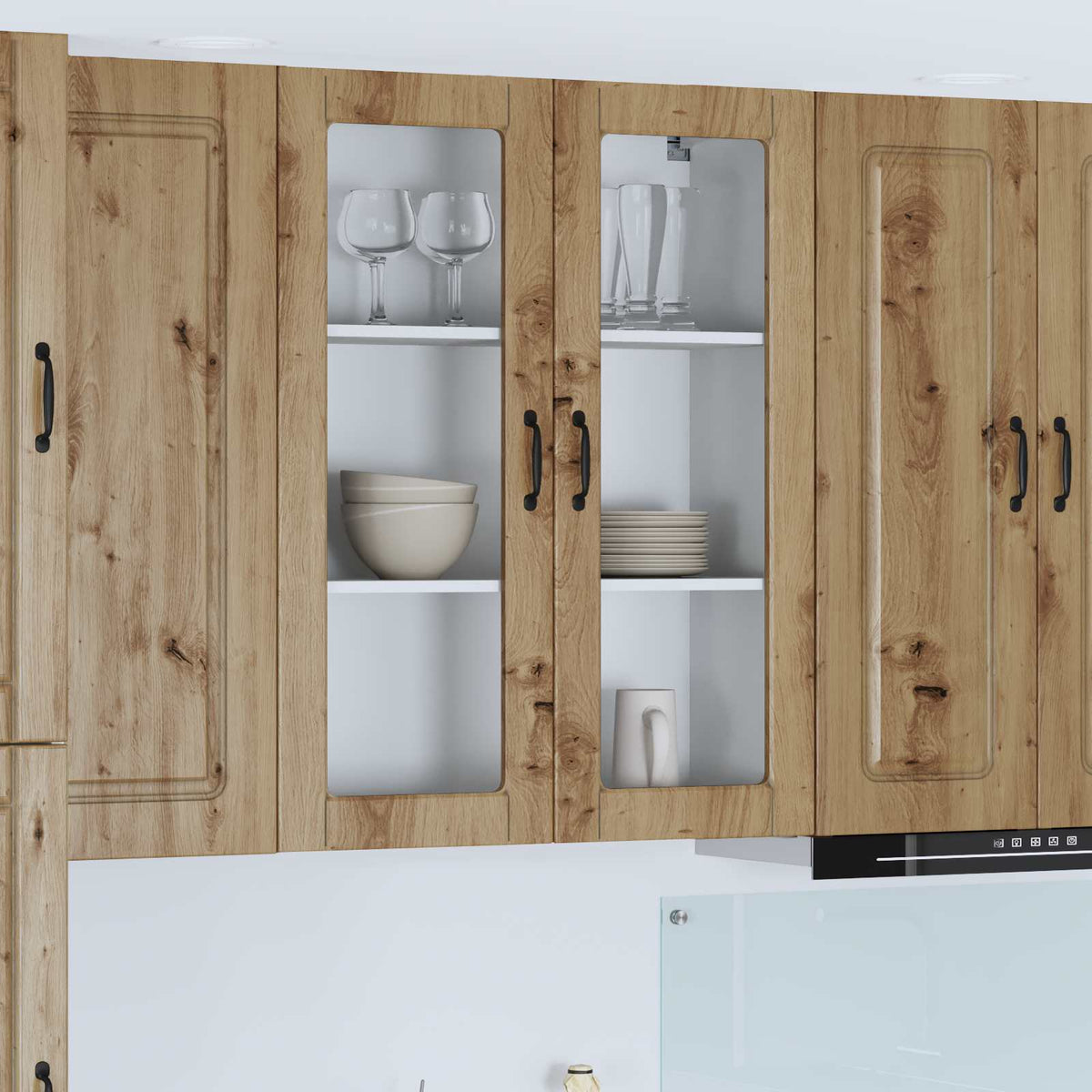 vidaXL Kitchen Wall Cabinet with Glass Door "Kalmar" Artisan Oak