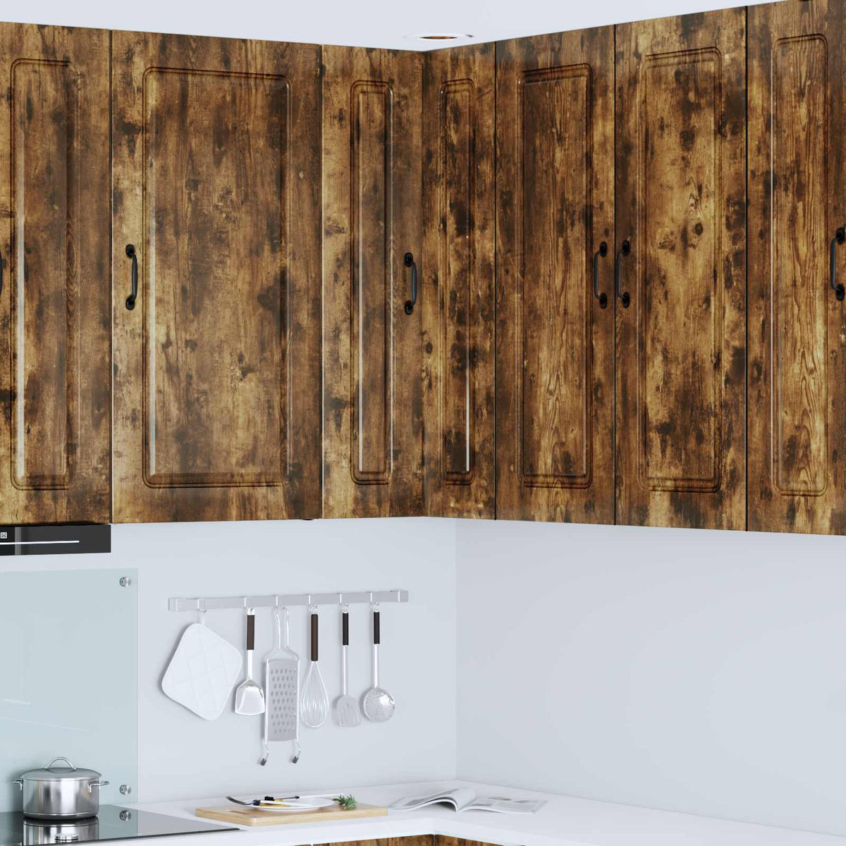 vidaXL Kitchen Wall Cabinet with Glass Door "Kalmar" Smoked Oak