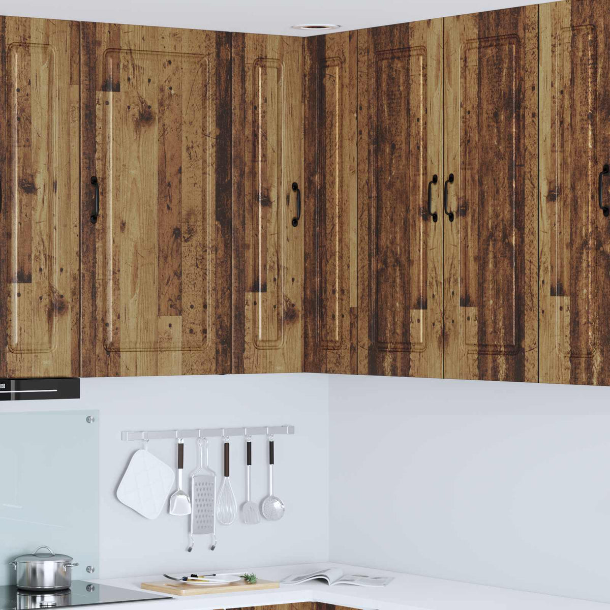vidaXL Kitchen Wall Cabinet with Glass Door "Kalmar" Old Wood