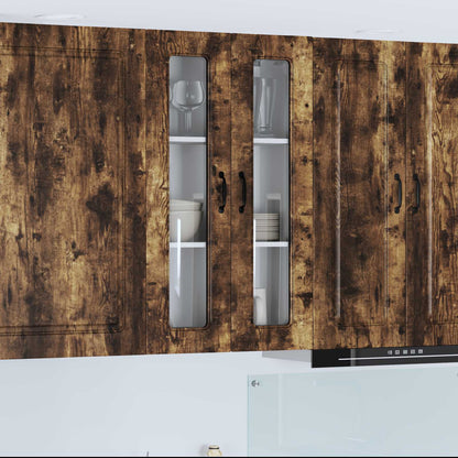 vidaXL Kitchen Wall Cabinet with Glass Door "Kalmar" Smoked Oak