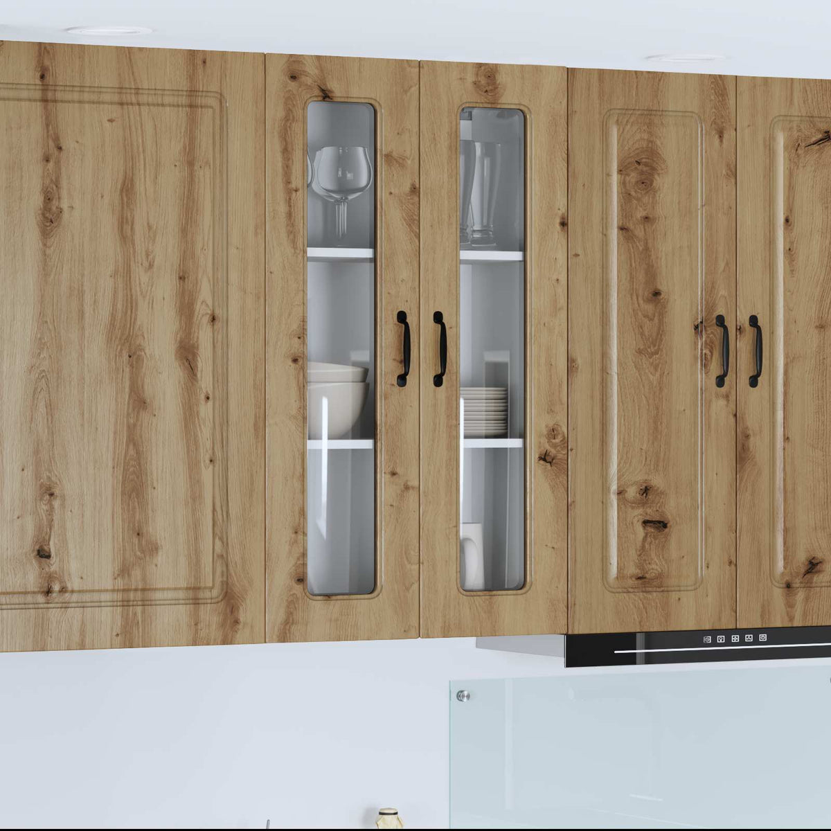 vidaXL Kitchen Wall Cabinet with Glass Door "Kalmar" Artisan Oak