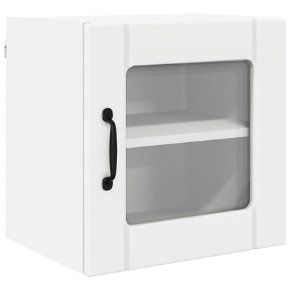vidaXL Wall Glass Cabinet LUCCA 2 pcs White Engineered Wood 5