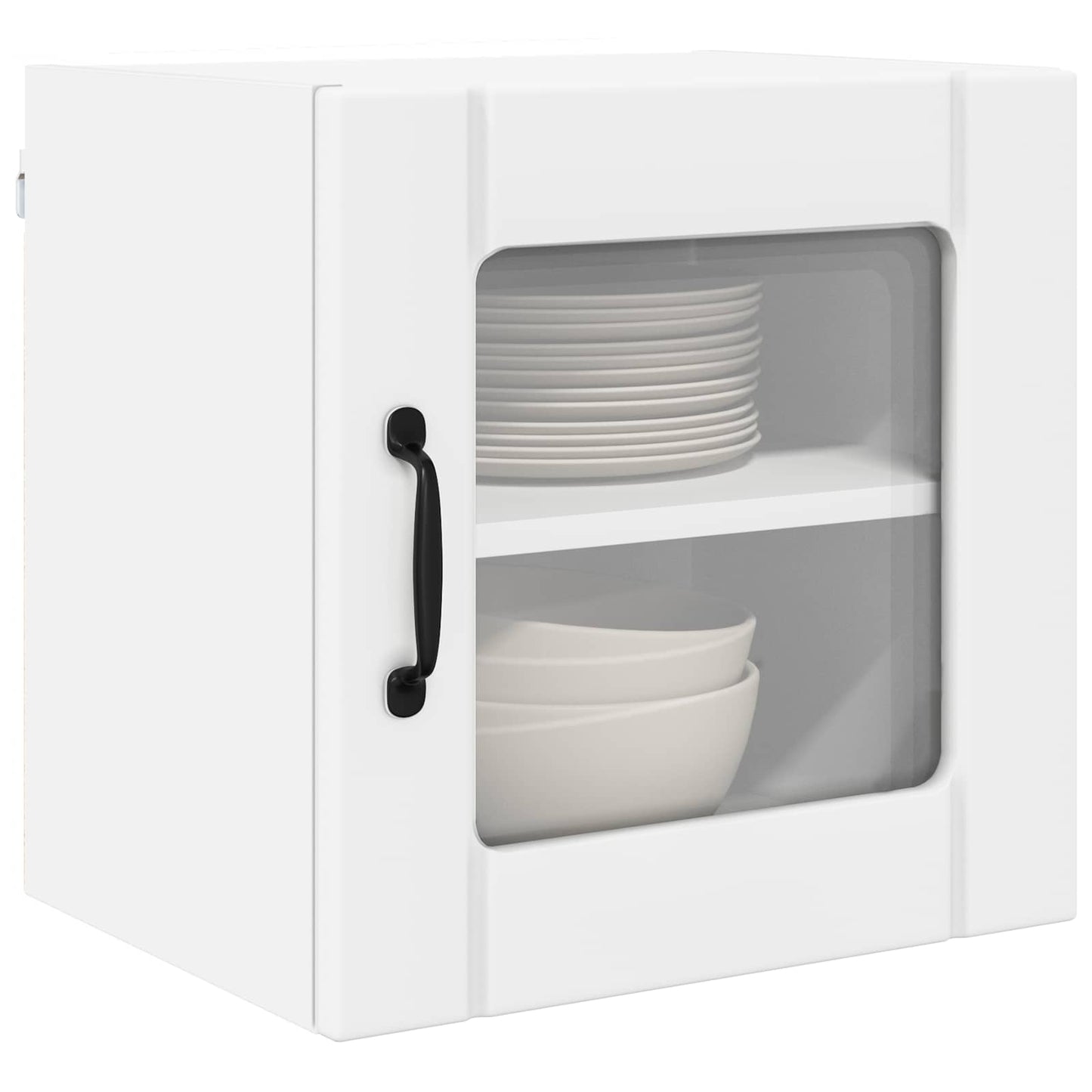 vidaXL Wall Glass Cabinet LUCCA 2 pcs White Engineered Wood 3