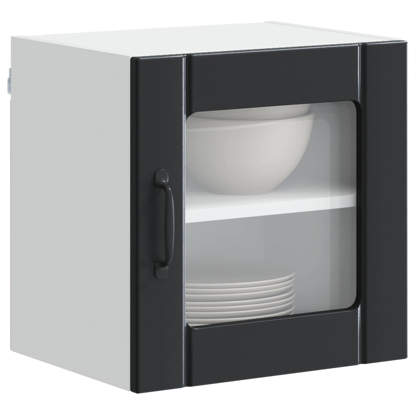 vidaXL Wall Glass Cabinet LUCCA 2 pcs Black Engineered Wood 3