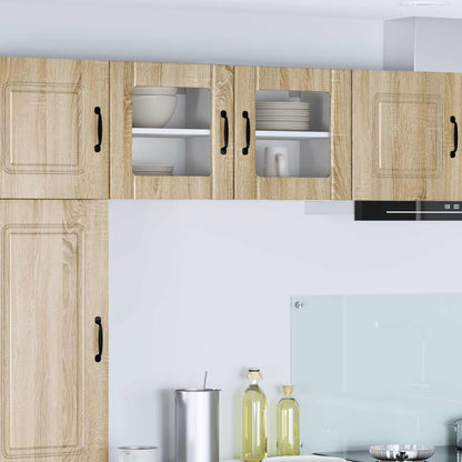 vidaXL Wall Glass Cabinet LUCCA 2 pcs Sonoma Oak Engineered Wood 1