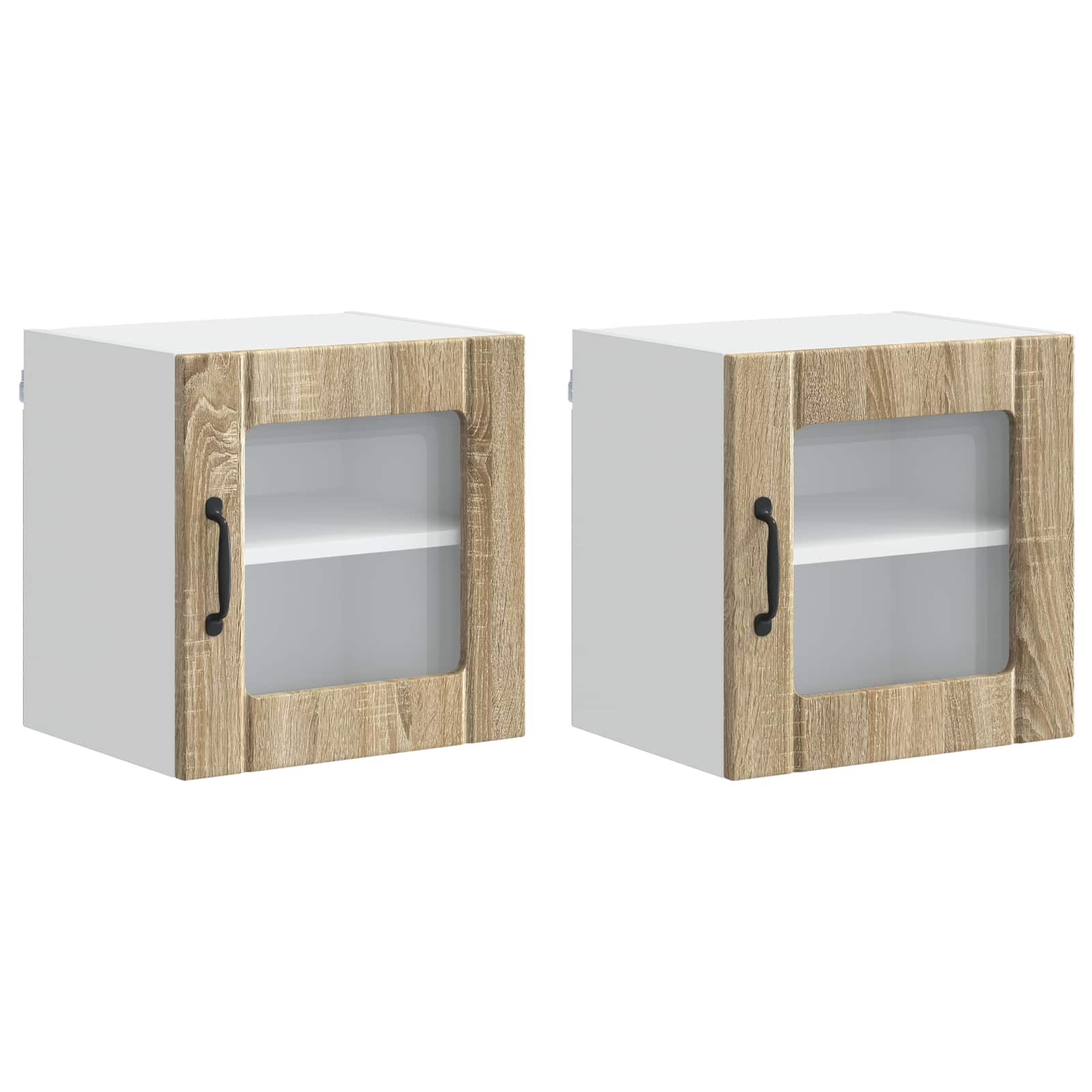 vidaXL Wall Glass Cabinet LUCCA 2 pcs Sonoma Oak Engineered Wood 2