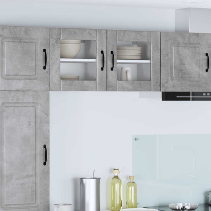 vidaXL Wall Glass Cabinet LUCCA 2 pcs Concrete Grey Engineered Wood 1
