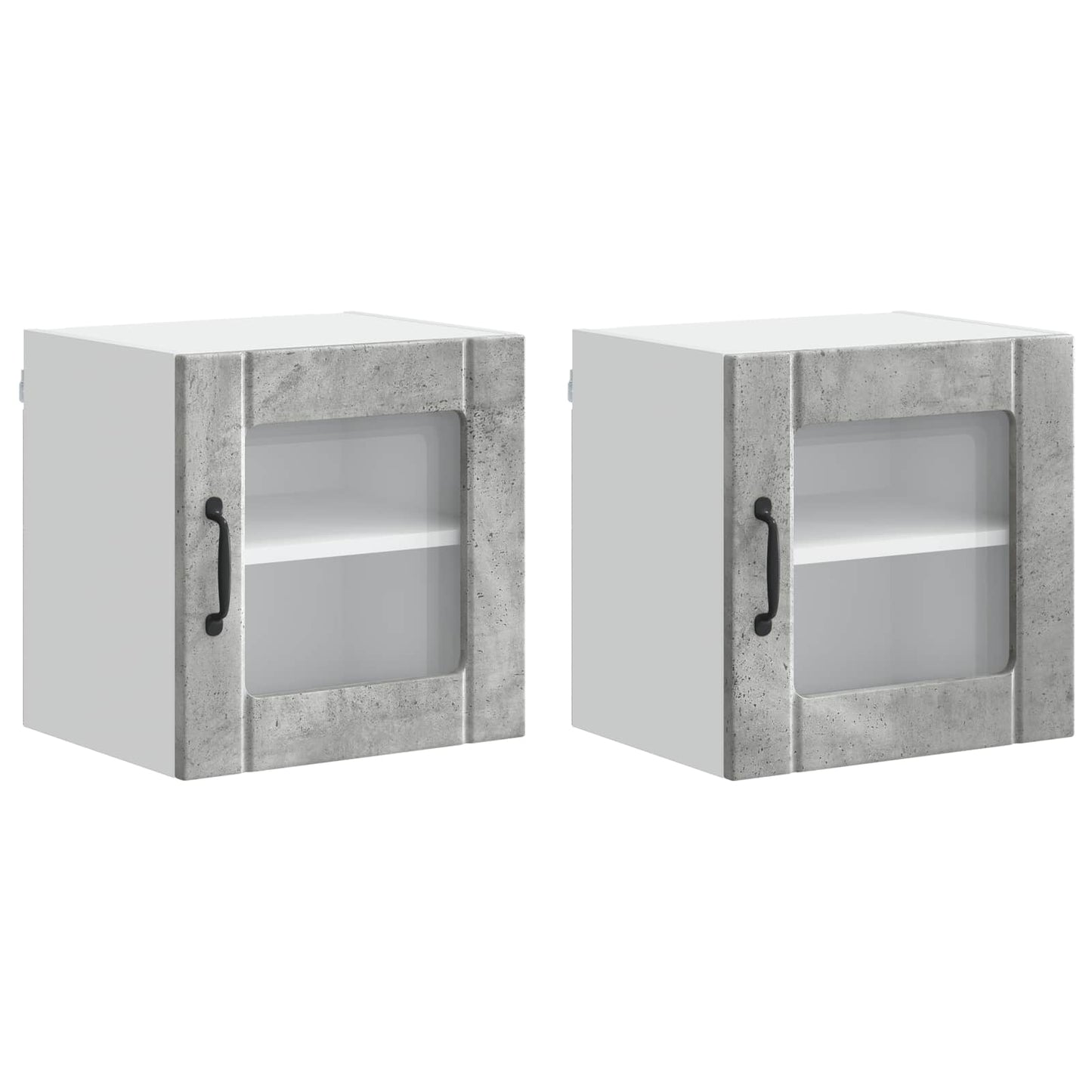 vidaXL Wall Glass Cabinet LUCCA 2 pcs Concrete Grey Engineered Wood 2