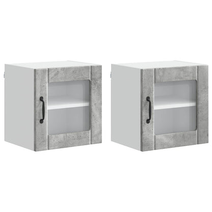 vidaXL Wall Glass Cabinet LUCCA 2 pcs Concrete Grey Engineered Wood 2