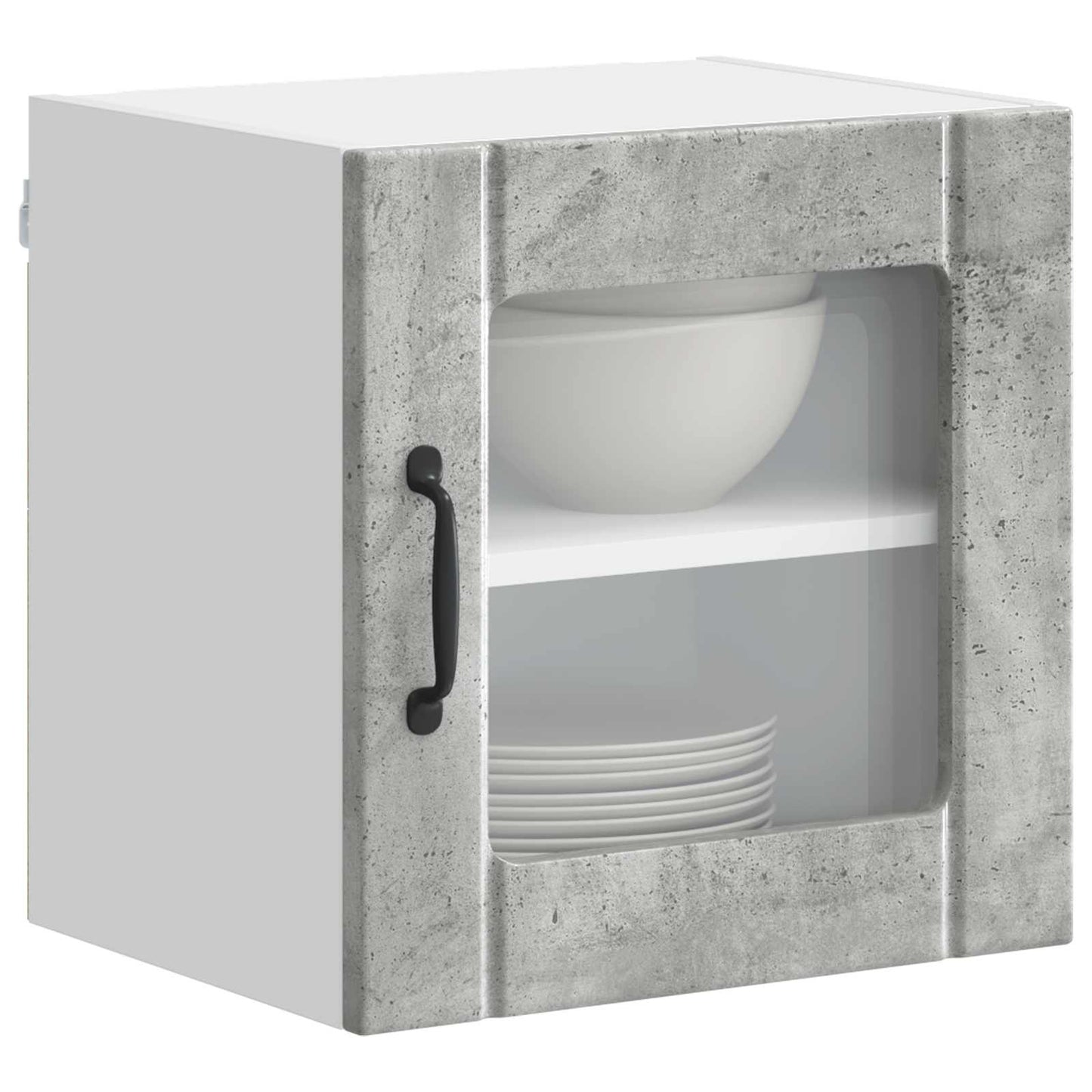 vidaXL Wall Glass Cabinet LUCCA 2 pcs Concrete Grey Engineered Wood 3