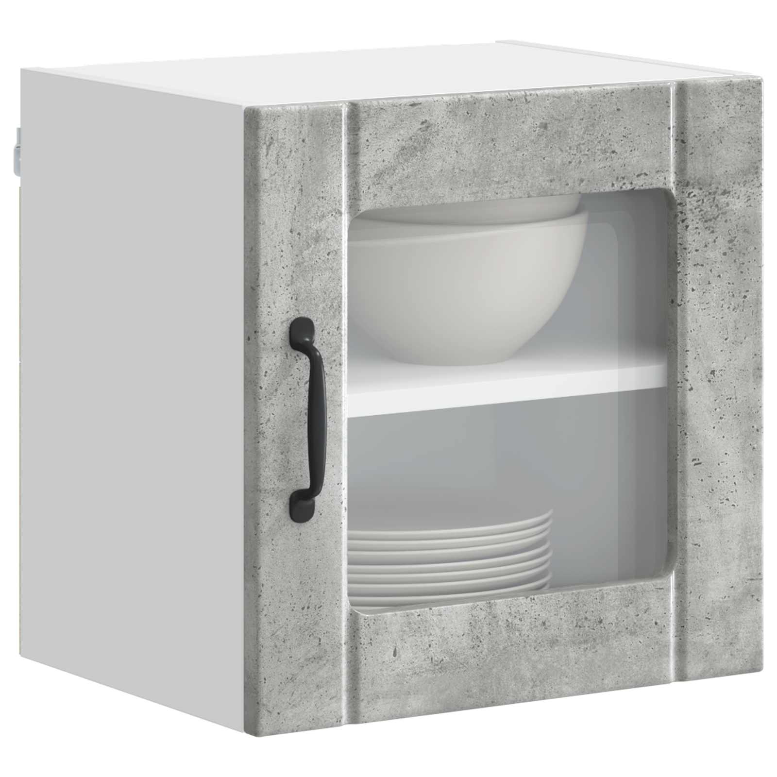 vidaXL Wall Glass Cabinet LUCCA 2 pcs Concrete Grey Engineered Wood 3