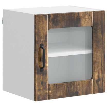 vidaXL Wall Glass Cabinet LUCCA 2 pcs Smoked Oak Engineered Wood 5