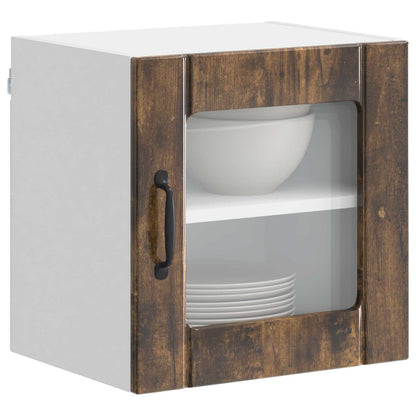 vidaXL Wall Glass Cabinet LUCCA 2 pcs Smoked Oak Engineered Wood 3