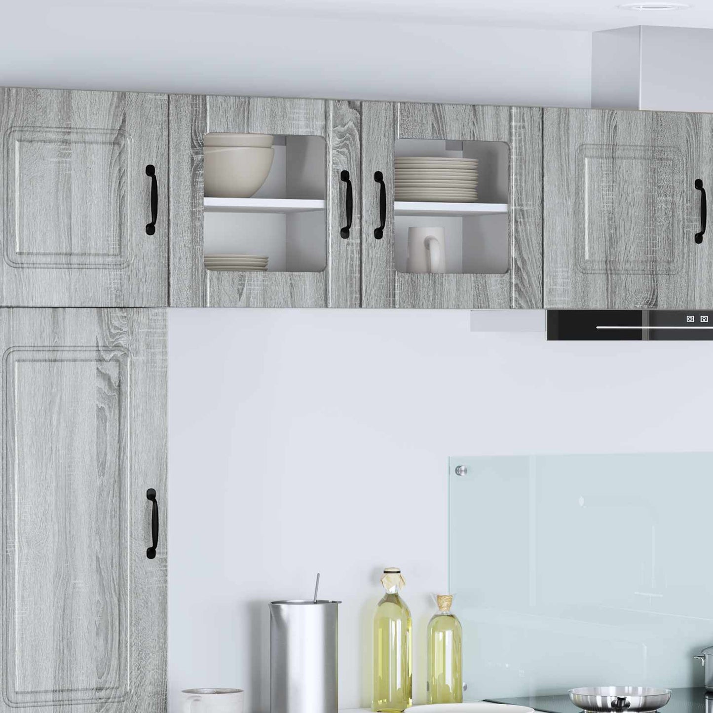 vidaXL Wall Glass Cabinet LUCCA Grey Sonoma 40 x 31 x 40 cm 1