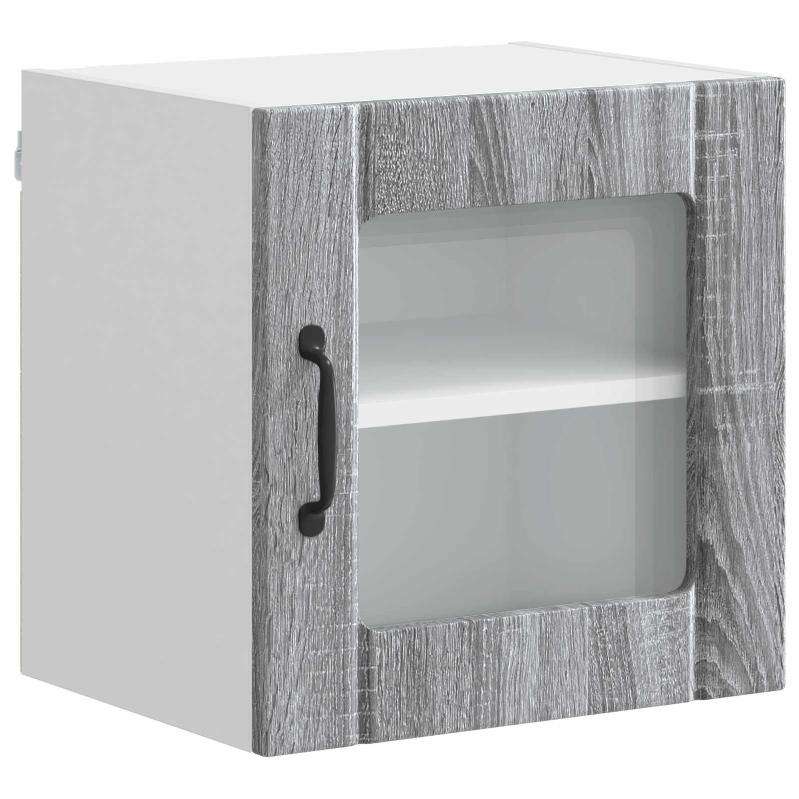 vidaXL Wall Glass Cabinet LUCCA Grey Sonoma 40 x 31 x 40 cm 2