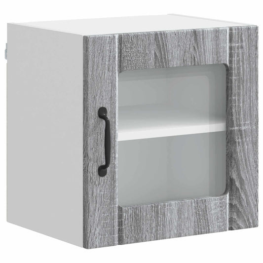 Kitchen Wall Cabinet with Glass Door "Lucca" Grey sonoma 1x wall corner cabinet 57 cm wide 100 cm high–2x wall glass cabinet (1 door) 40 cm wide 40 cm high 1x wall glass cabinet (1 door) 40 cm wide 40 cm high