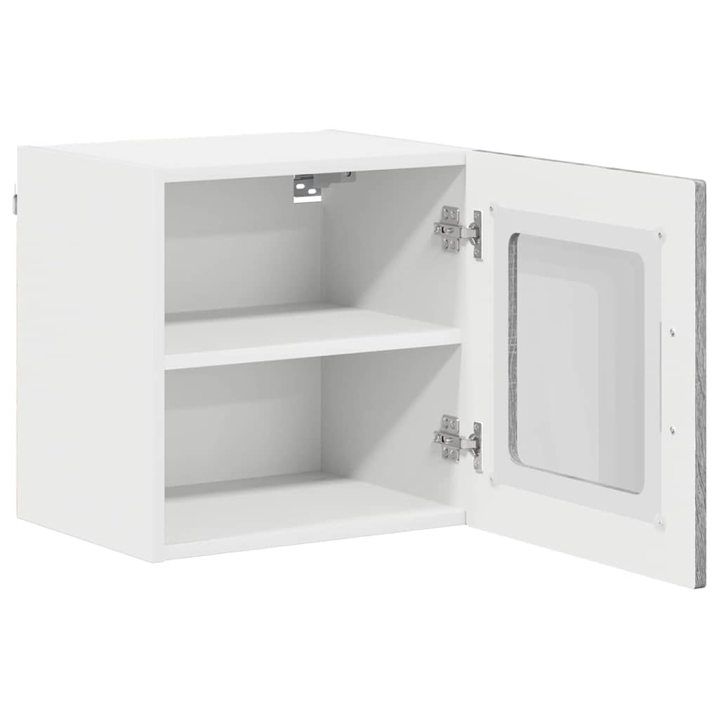 vidaXL Wall Glass Cabinet LUCCA Grey Sonoma 40 x 31 x 40 cm 5