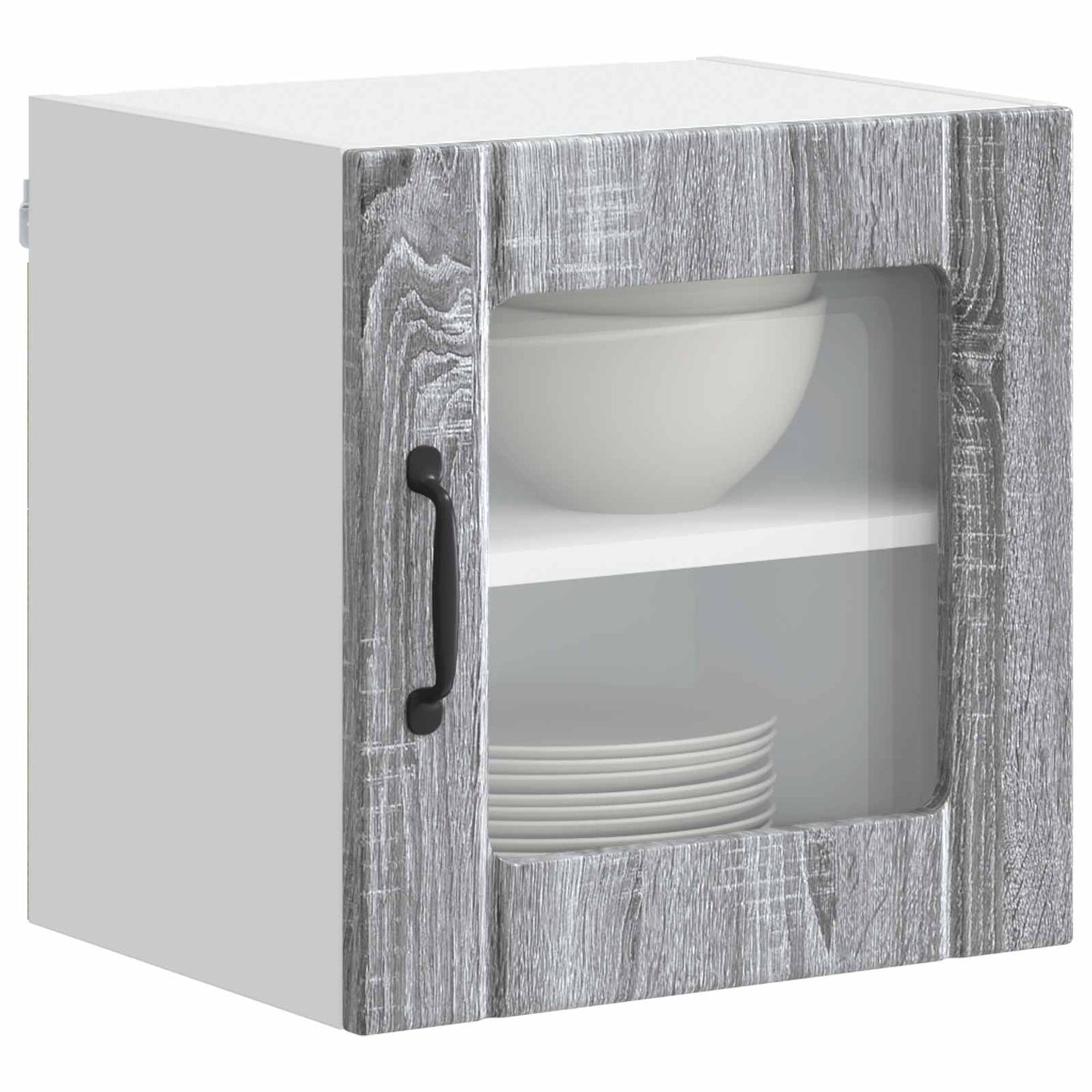 vidaXL Wall Glass Cabinet LUCCA Grey Sonoma 40 x 31 x 40 cm 3