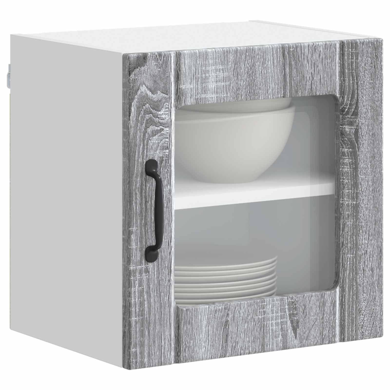 vidaXL Wall Glass Cabinet LUCCA Grey Sonoma 40 x 31 x 40 cm 3