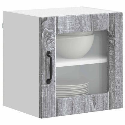 vidaXL Wall Glass Cabinet LUCCA Grey Sonoma 40 x 31 x 40 cm 3
