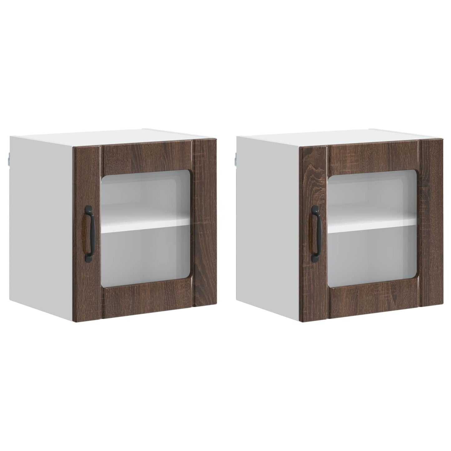 vidaXL Wall Glass Cabinet LUCCA 2 pcs Brown Oak Engineered Wood 2