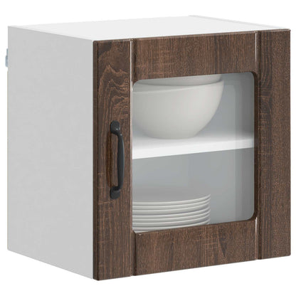 vidaXL Wall Glass Cabinet LUCCA 2 pcs Brown Oak Engineered Wood 3