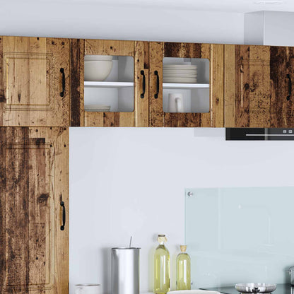 vidaXL Wall Glass Cabinet LUCCA 2 pcs Old Wood Engineered Wood 1