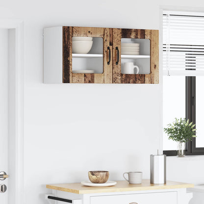 vidaXL Wall Glass Cabinet LUCCA 2 pcs Old Wood Engineered Wood 4