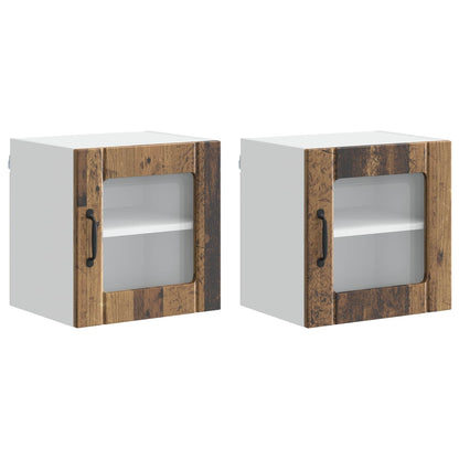 vidaXL Wall Glass Cabinet LUCCA 2 pcs Old Wood Engineered Wood 2