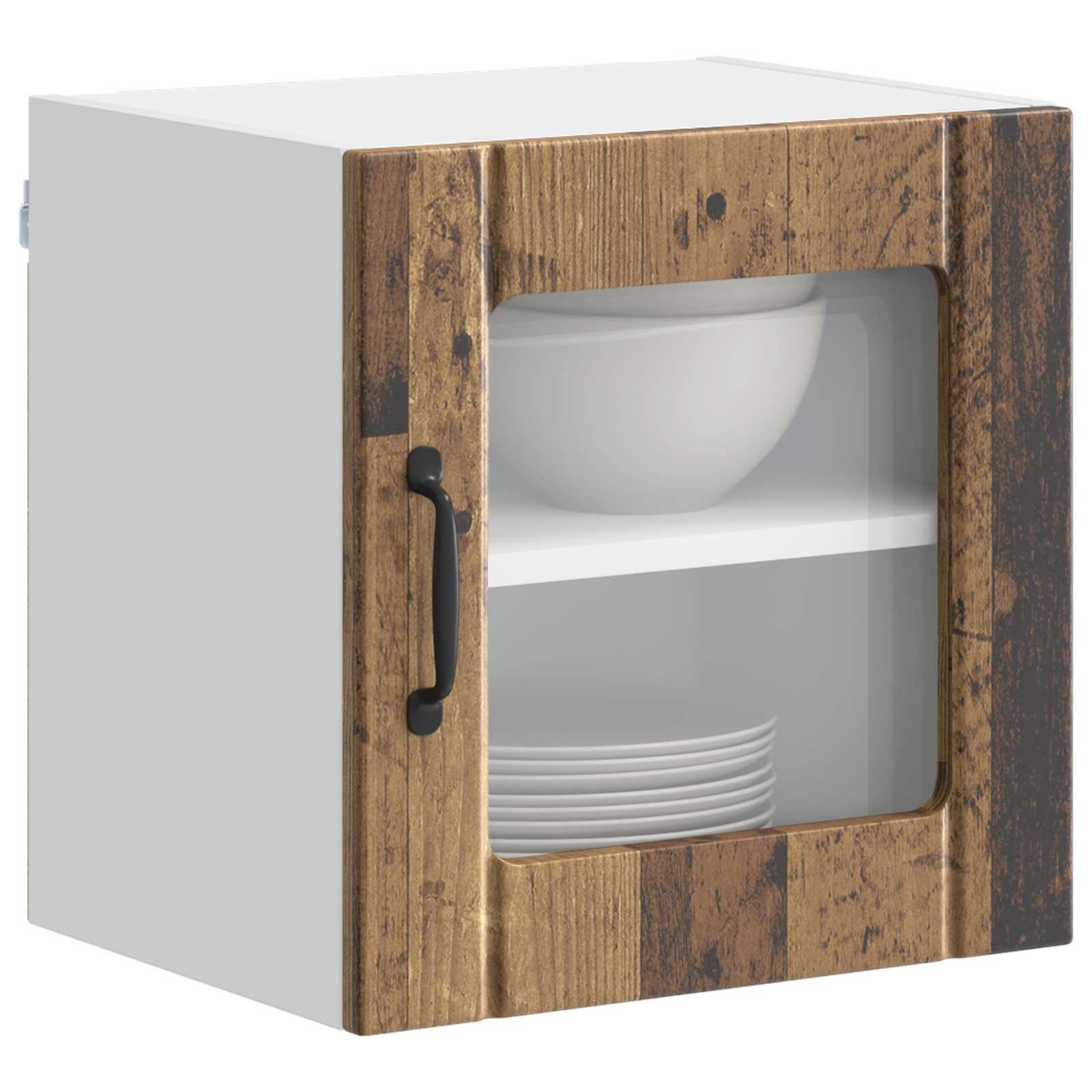 vidaXL Wall Glass Cabinet LUCCA 2 pcs Old Wood Engineered Wood 3