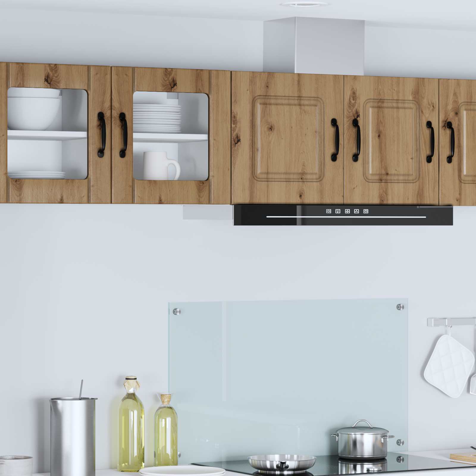 vidaXL Wall Glass Cabinet LUCCA 2 pcs Artisan Oak Engineered Wood 1