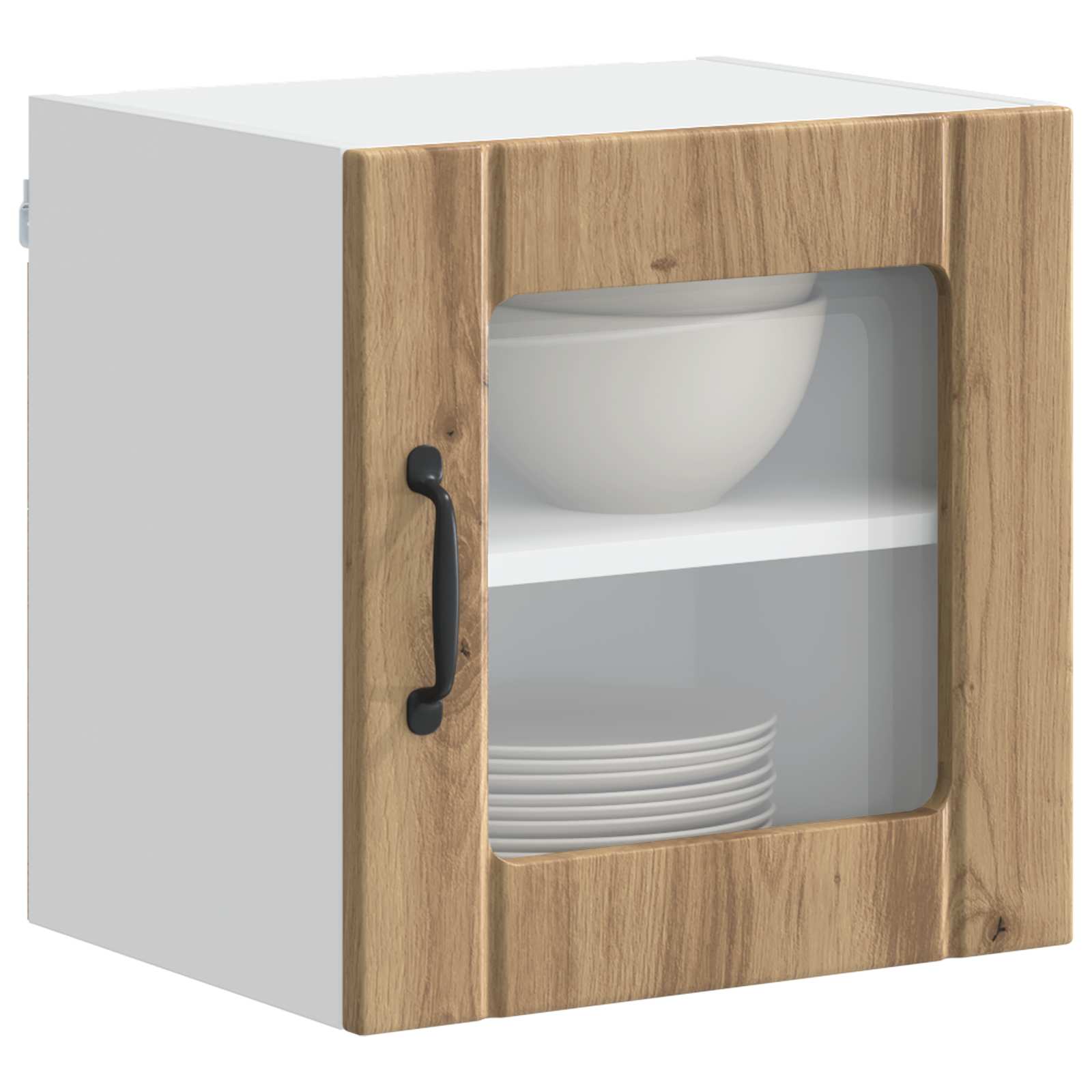 vidaXL Wall Glass Cabinet LUCCA 2 pcs Artisan Oak Engineered Wood 3