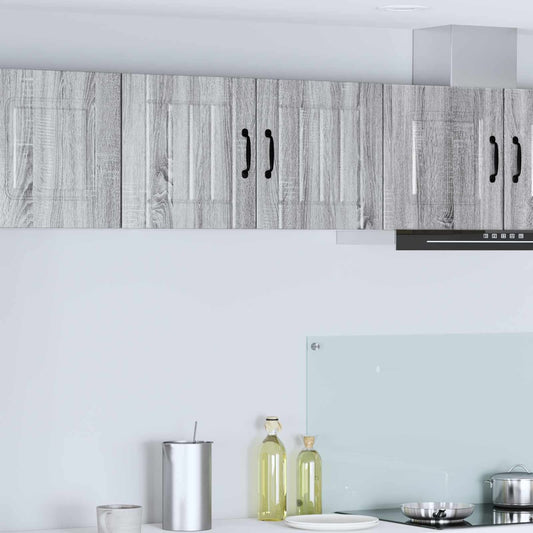 Kitchen Wall Cabinet "Lucca" Engineered Wood Grey sonoma 1x wall cabinet (1 door) 40 cm wide 40 cm high–1x wall corner cabinet 57 cm wide 80 cm high 1x wall cabinet (1 door) 40 cm wide 40 cm high