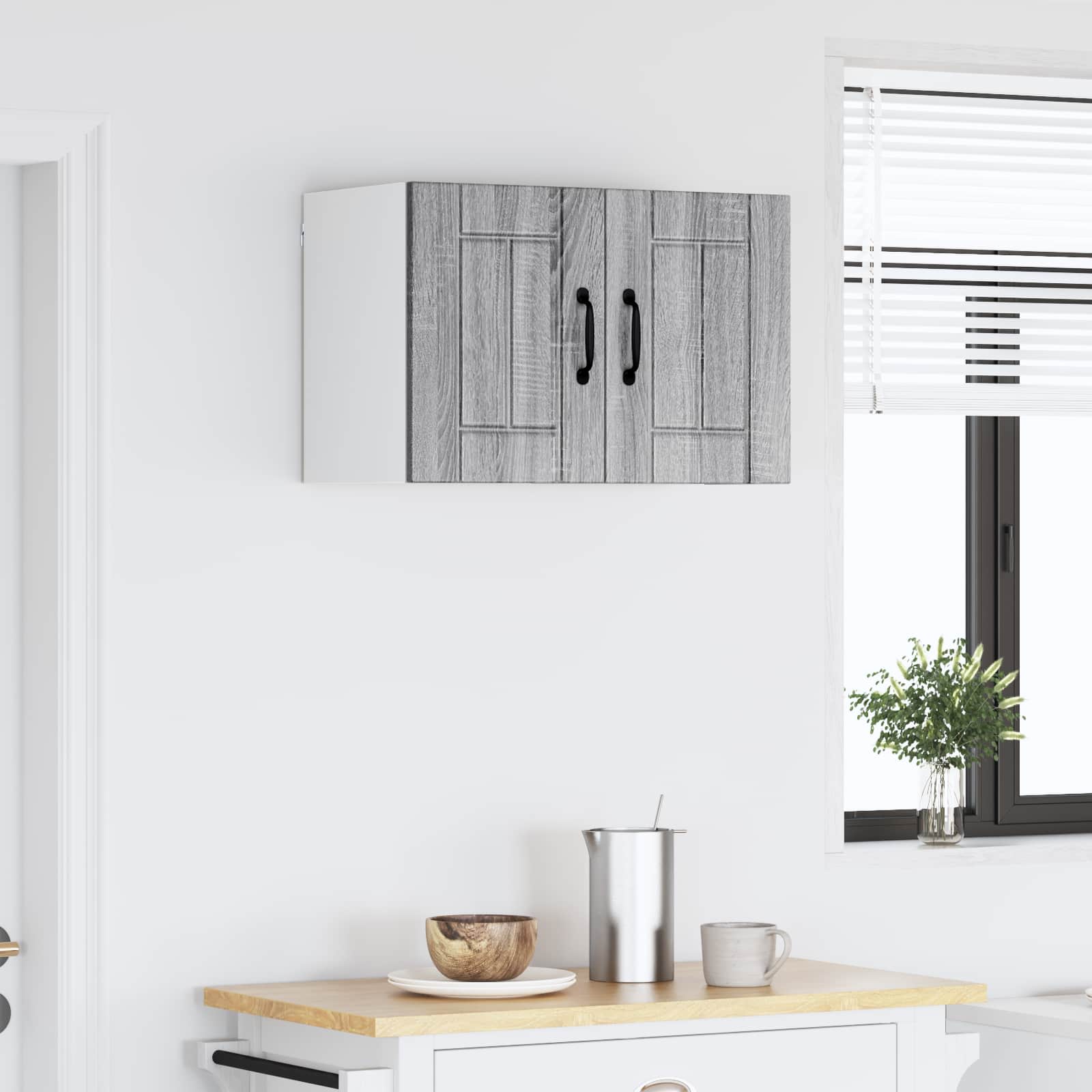 vidaXL Wall Cabinet LUCCA Grey Sonoma 60 x 31 x 40 cm Engineered Wood 4