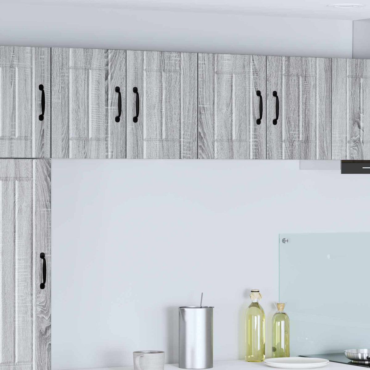 vidaXL Kitchen Wall Cabinet with Glass Door "Lucca" Grey Sonoma