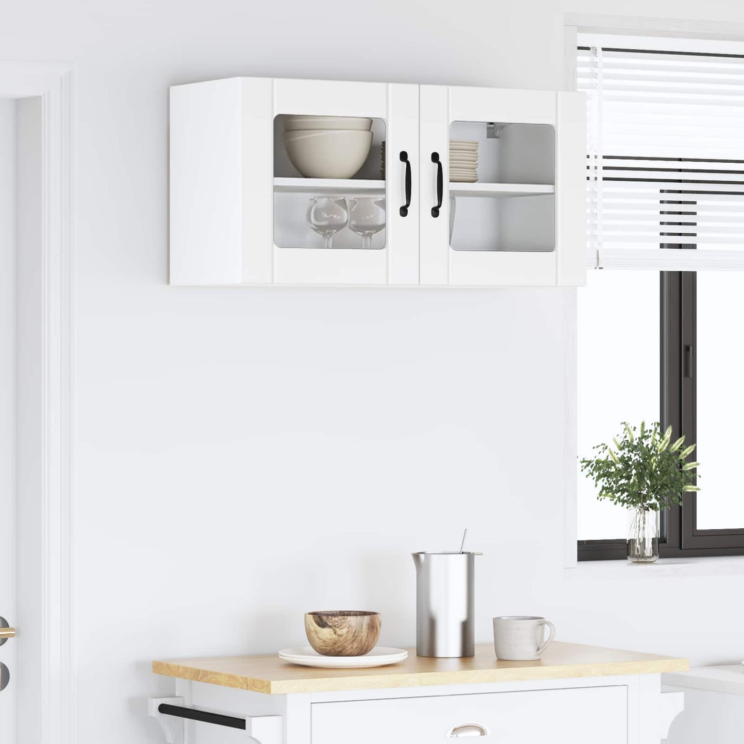 vidaXL Wall Glass Cabinet LUCCA White 80 x 31 x 40 cm Engineered Wood 4