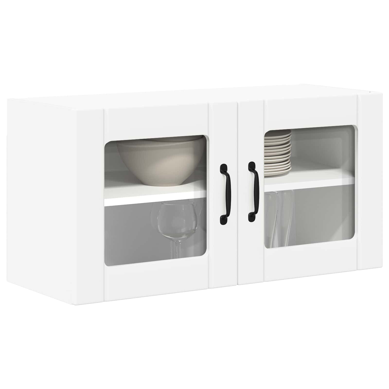 vidaXL Wall Glass Cabinet LUCCA White 80 x 31 x 40 cm Engineered Wood 3
