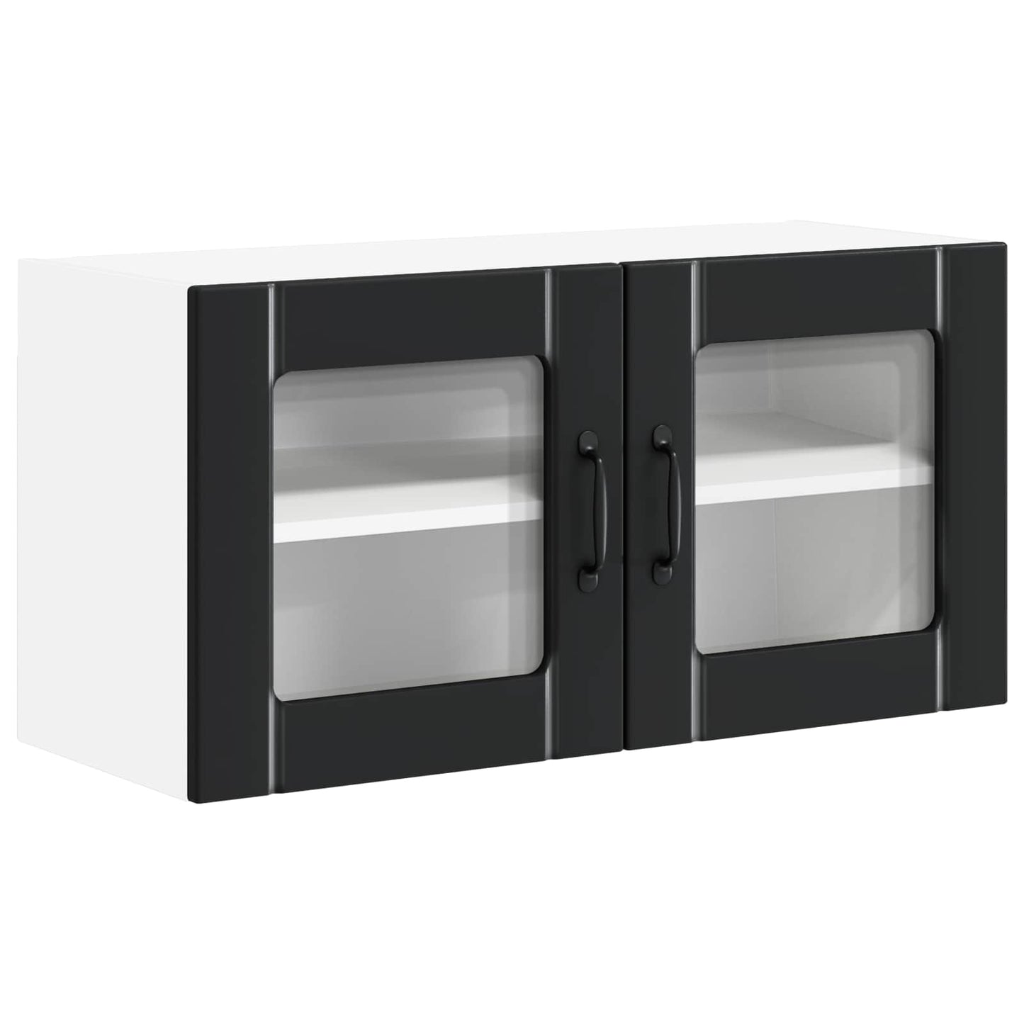 vidaXL Wall Glass Cabinet LUCCA Black 80 x 31 x 40 cm Engineered Wood 2