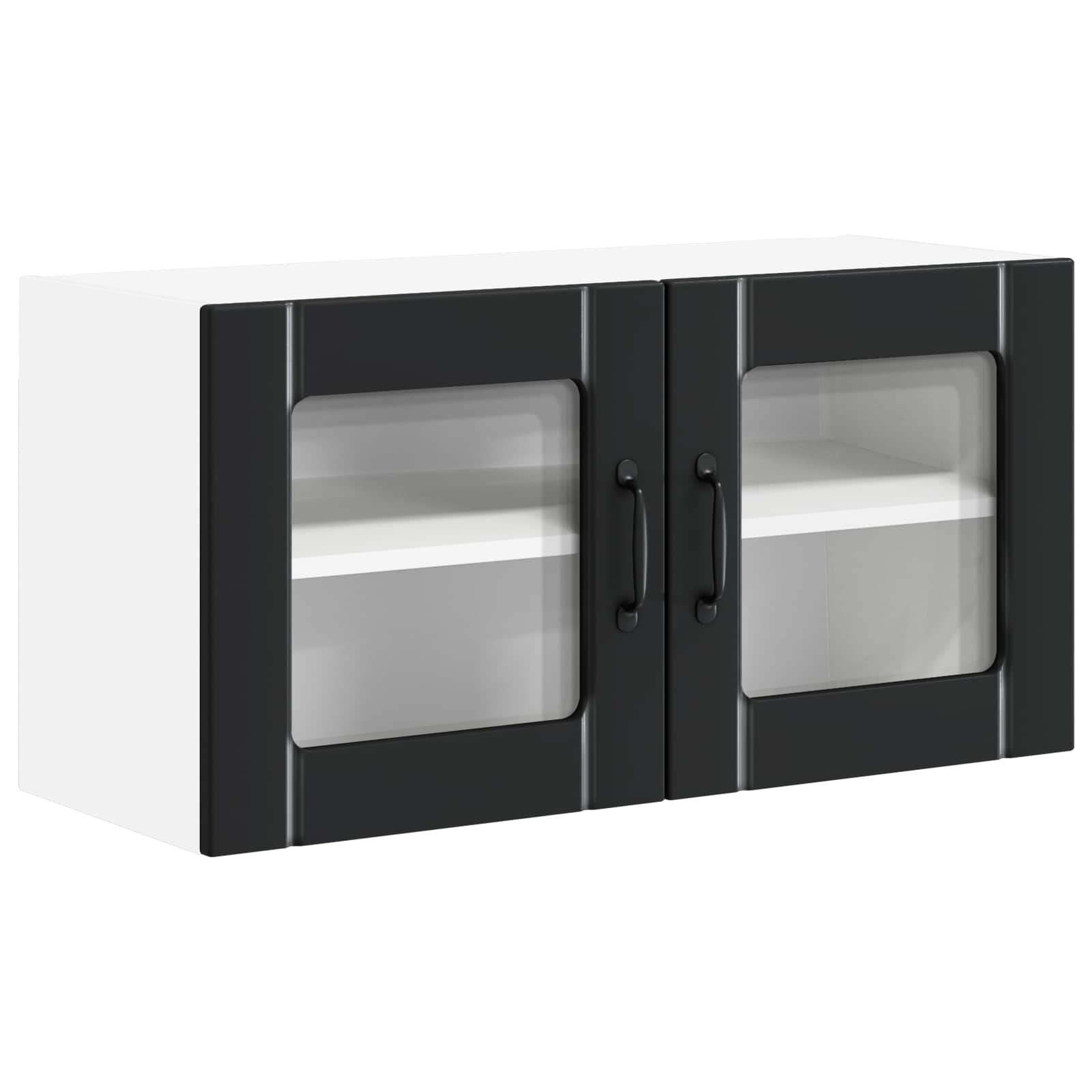 vidaXL Wall Glass Cabinet LUCCA Black 80 x 31 x 40 cm Engineered Wood 2