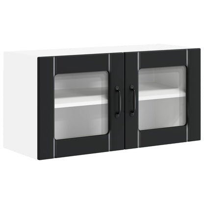 vidaXL Wall Glass Cabinet LUCCA Black 80 x 31 x 40 cm Engineered Wood 2