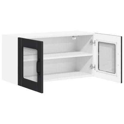 vidaXL Wall Glass Cabinet LUCCA Black 80 x 31 x 40 cm Engineered Wood 5