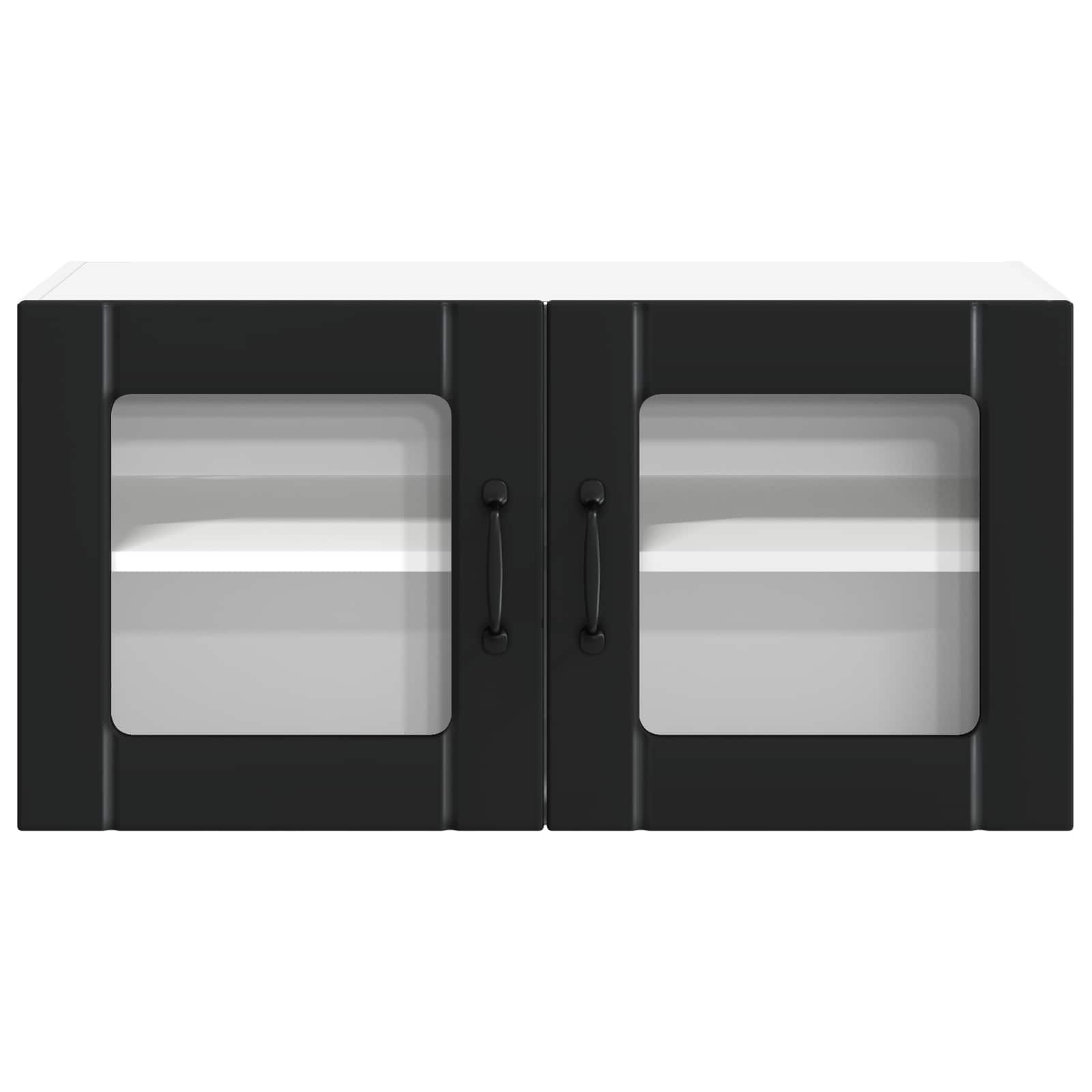 vidaXL Wall Glass Cabinet LUCCA Black 80 x 31 x 40 cm Engineered Wood 6