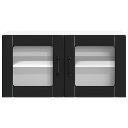 vidaXL Wall Glass Cabinet LUCCA Black 80 x 31 x 40 cm Engineered Wood 6